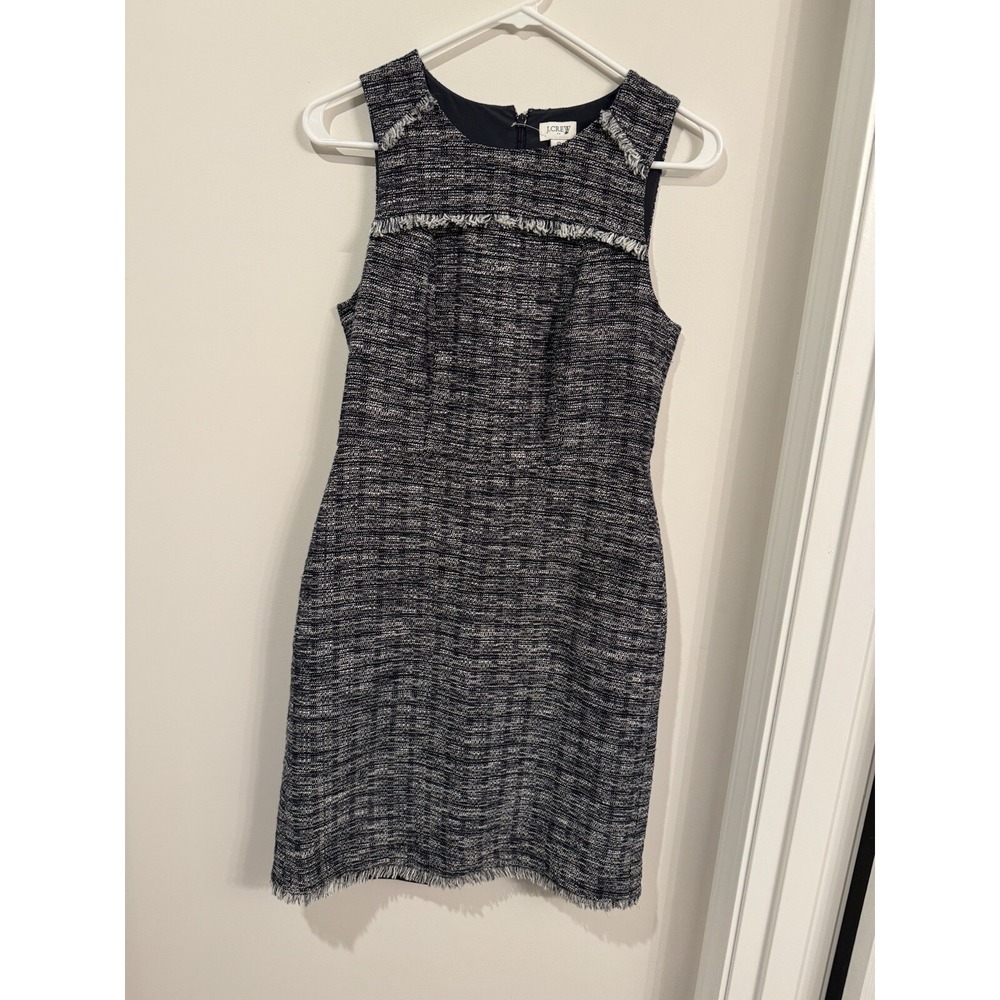 J. Crew‎ womens Grey white sleeveless lined back zipper Sheath dress size 0